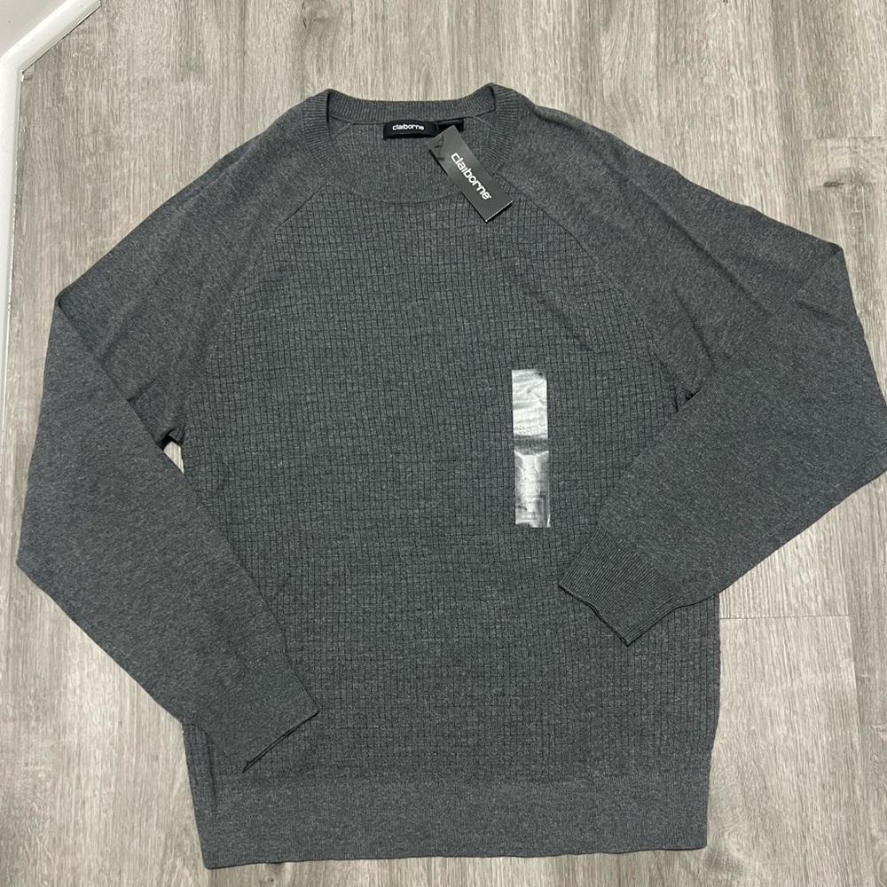 NWT Claiborne‎ Men's Charcoal Crewneck Sweater, size L